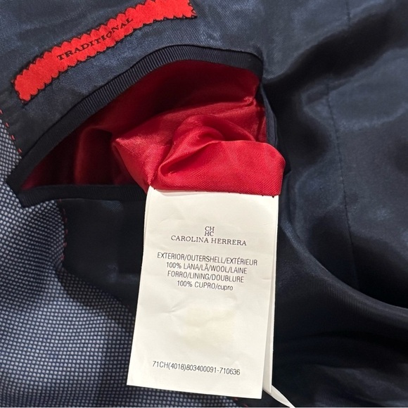Carolina Herrera Blue Wool Exterior Sport Jacket Blazer Classy Chic Men’s 40 - Picture 11 of 13